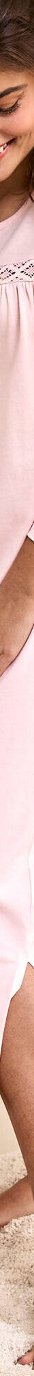 Chemise de nuit longue manches longues unie (rose) Chemise de nuit longue manches longues unie (rose)